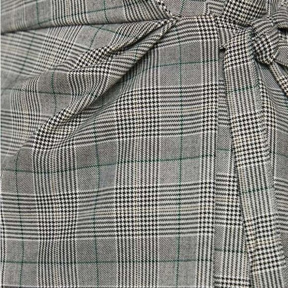 ZARA | Black and White Checkered Wrap Blouse Top Blazer with Puff Sleeves - Picture 12 of 16